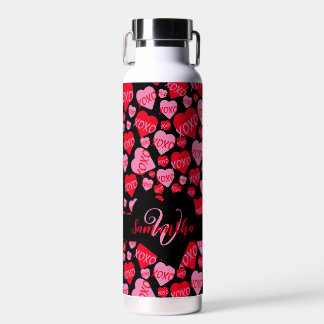 Botella De Agua El día de San Valentín Monograma Corazón Rosa XOXO