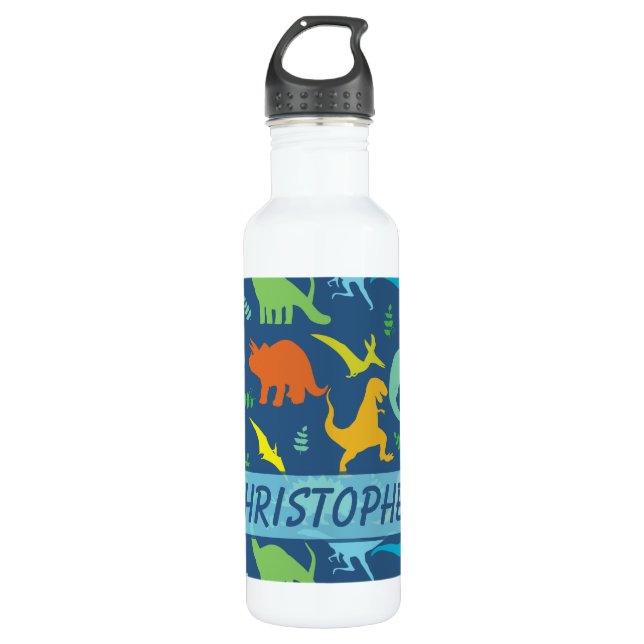 Botella De Agua El dinosaurio colorido personaliza (Anverso)