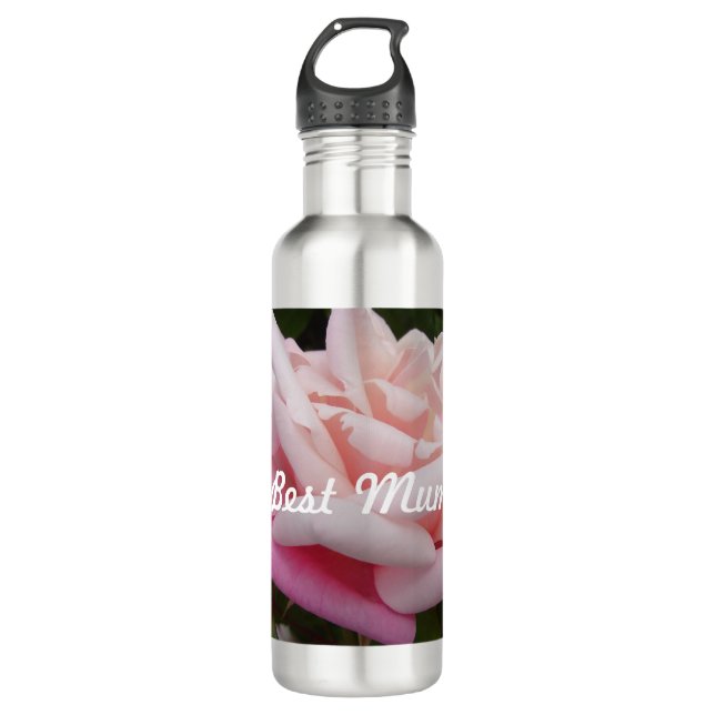 Botella De Agua El diseño de las mejores flores de Mamá rosadas (Anverso)