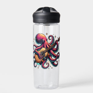 Botella De Agua El extraño Octopus Personalizado tocando la guitar