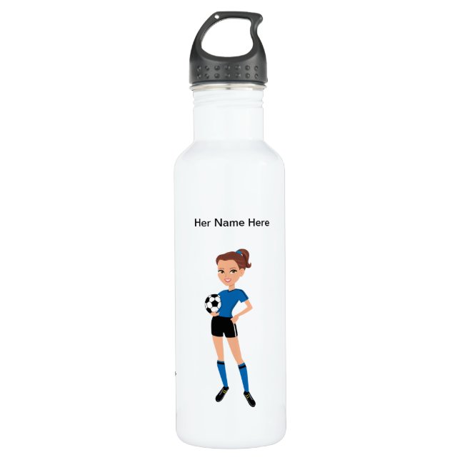 Botella De Agua El fútbol de Chica escarchado (Anverso)