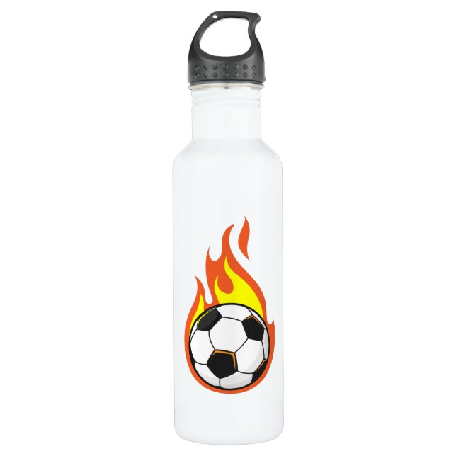 Botella De Agua El fútbol en llamas (Anverso)