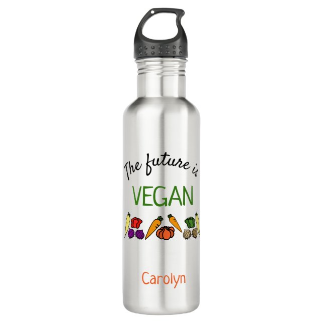 Botella De Agua El futuro es VEGAN, personalizado, tu nombre (Anverso)