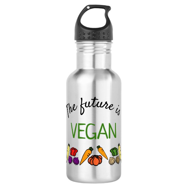 Botella De Agua El futuro es VEGAN, personalizado, tu nombre (Anverso)