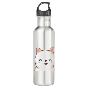 Botella De Agua El Gato Kawaii Cerró Los Ojos Con El Dibujo De Ani