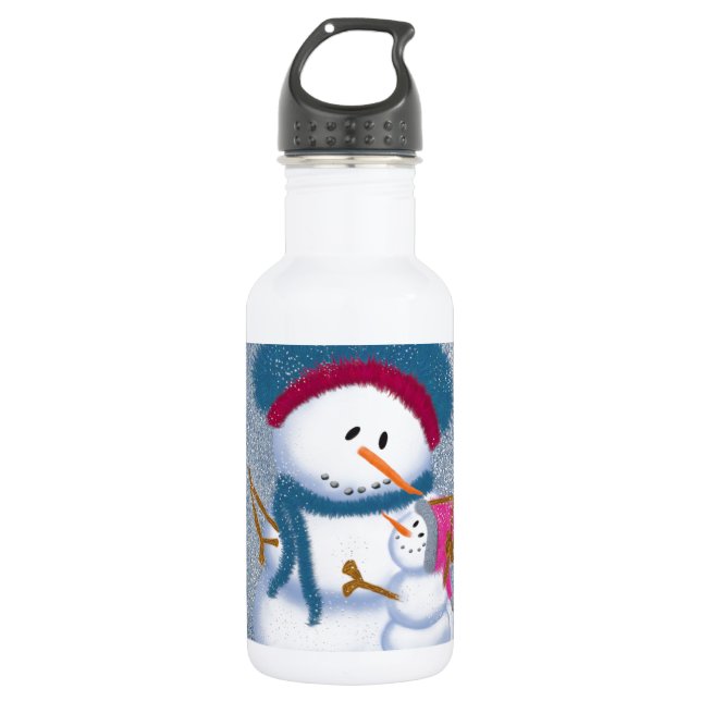Botella De Agua El Ilustracion SnowMomma Y SnowGirl (Anverso)