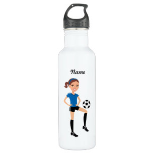 Botella De Agua El jugador de fútbol del chica personalizado