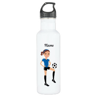 Botella De Agua El jugador de fútbol del chica personalizado