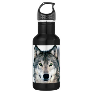 Botella De Agua El lobo observa el estampado de animales salvaje