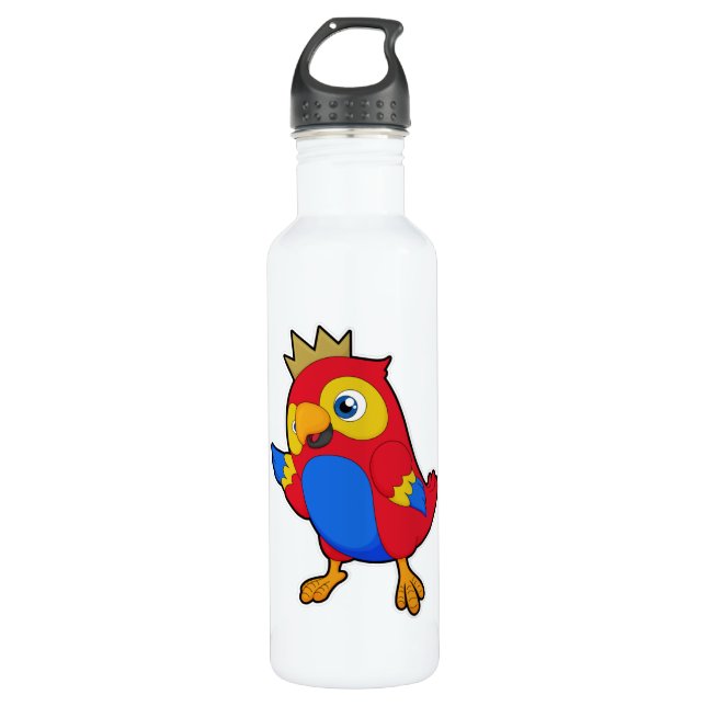 Botella De Agua El loro como rey con corona (Anverso)