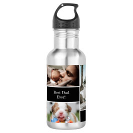 Botella De Agua El mejor papá del Collage de fotos personalizado