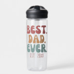Botella De Agua El mejor papá jamás retro vintage Día del Padre de<br><div class="desc">El mejor padre de todos los tiempos con la fecha establecida de personalizable en el tipo de letra y los colores retro.</div>