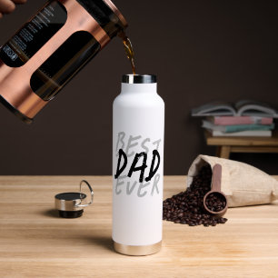 Botella De Agua El mejor papá moderno negro y gris Grunge