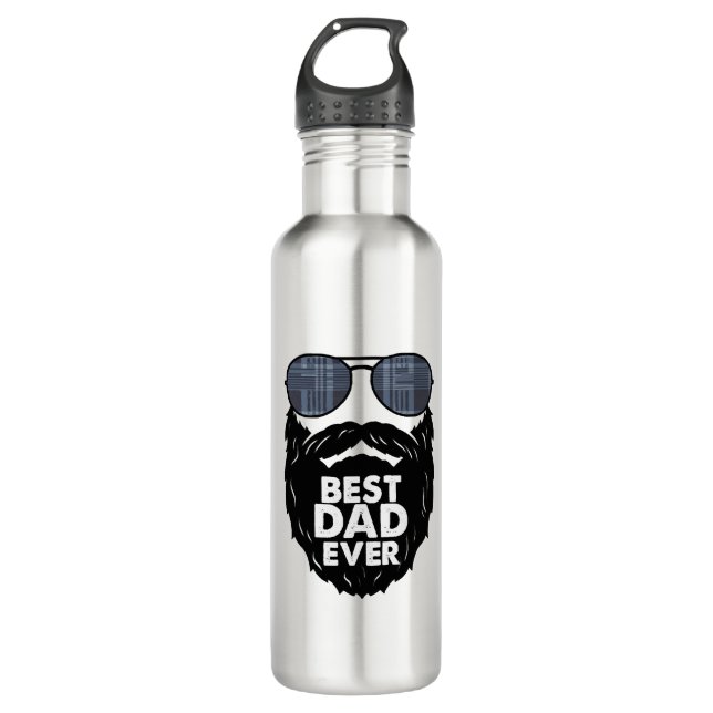 Botella De Agua El mejor papá nunca barba barba gafas de sol papá  (Anverso)