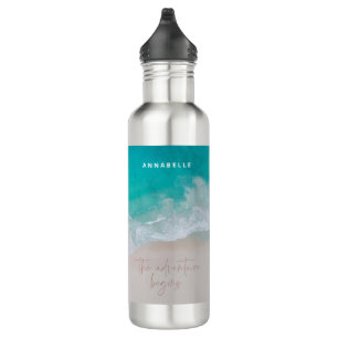 Botella De Agua El océano de arena tropical personalizó la avent
