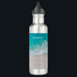 Botella De Agua El océano de arena tropical personalizó la aventur<br><div class="desc">La playa de arena tropical océano personalizado la aventura comienza diseño.</div>