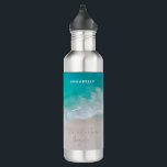 Botella De Agua El océano de arena tropical personalizó la aventur<br><div class="desc">La playa de arena tropical océano personalizado la aventura comienza diseño.</div>