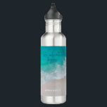 Botella De Agua El océano de la playa de arena tropical personaliz<br><div class="desc">La playa de arena tropical océano personalizado la aventura comienza diseño.</div>