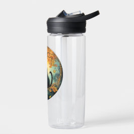 Botella De Agua El otoño deja a los gatos negros cómodos caer en l