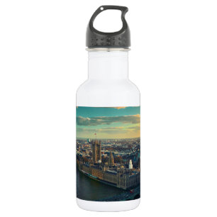Botella De Agua El paisaje urbano de Londres con puesta de sol