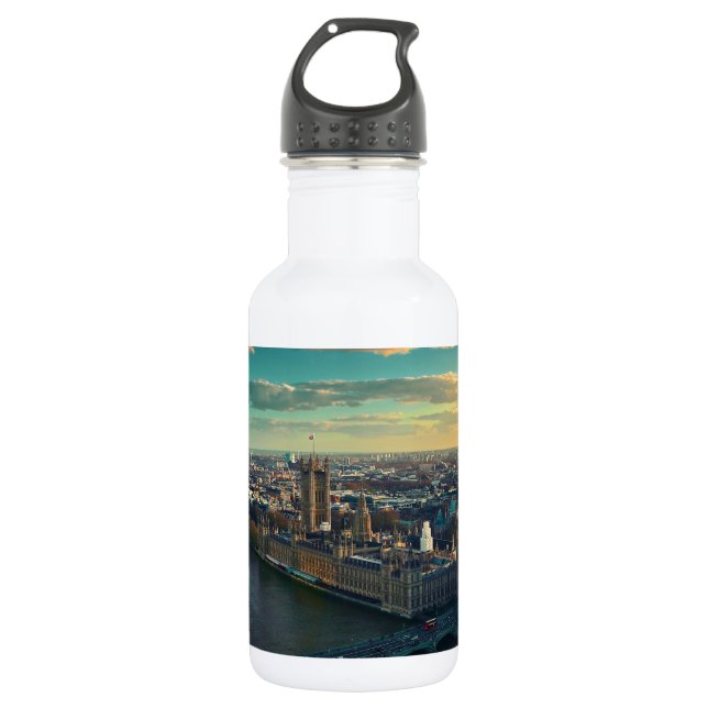 Botella De Agua El paisaje urbano de Londres con puesta de sol (Anverso)