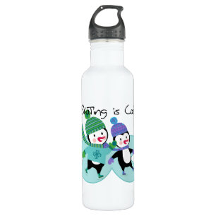 Botella De Agua El patinaje de los pingüinos es fresco