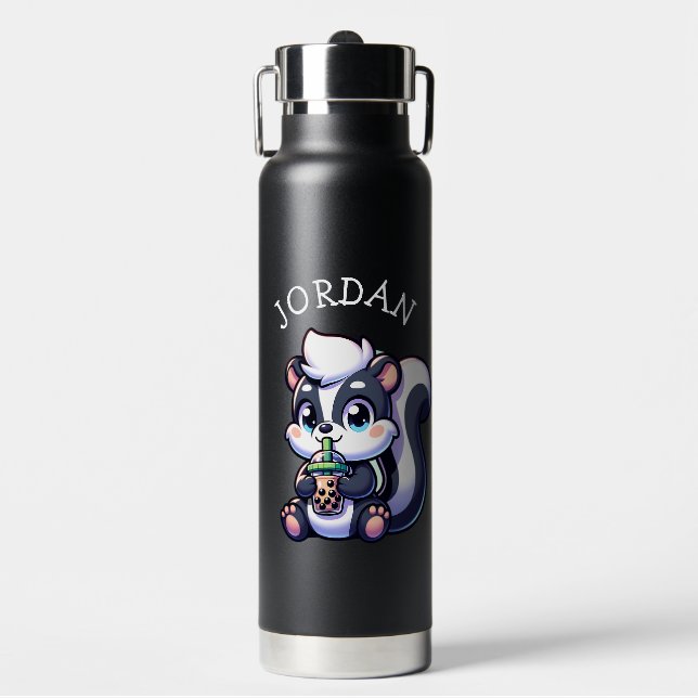 Botella De Agua El pequeño zorrillo de Kawaii con té de burbuja pe (Frente)