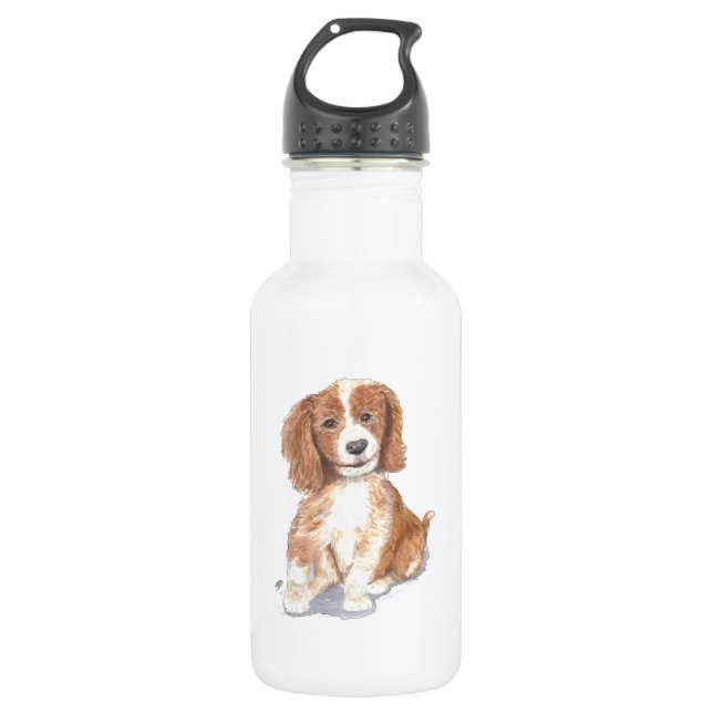 Botella De Agua El perrito sonriente, añade el texto, nombre (Anverso)