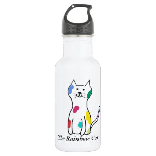 Botella De Agua El personalizable del gato del arco iris