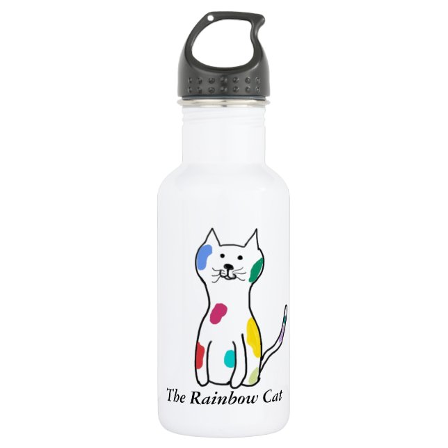 Botella De Agua El personalizable del gato del arco iris (Anverso)