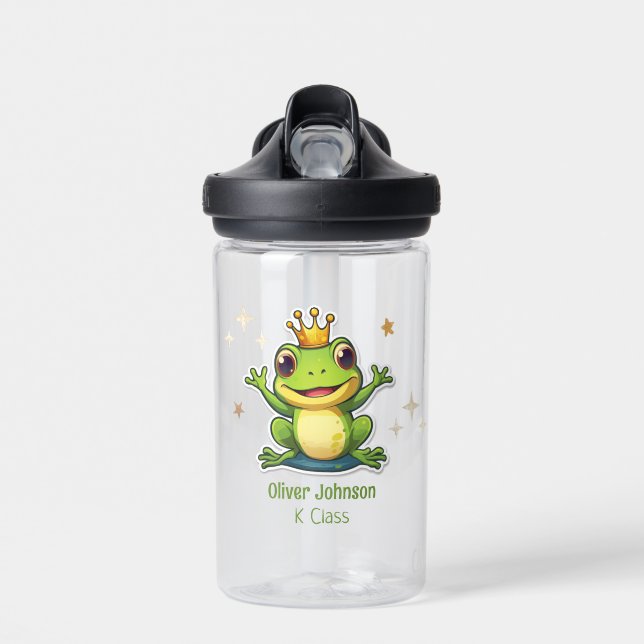 Botella De Agua El Personalizado del Rey de Rana de vuelta al nomb (Delante)