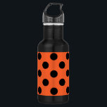 Botella De Agua El polka negro se pone sobre el naranja<br><div class="desc">El polka negro se pone sobre el naranja</div>