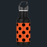 Botella De Agua El polka negro se pone sobre el naranja<br><div class="desc">El polka negro se pone sobre el naranja</div>