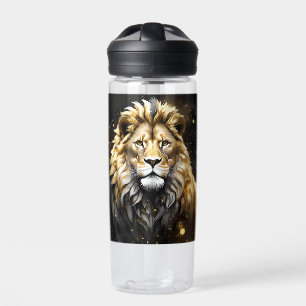 Botella De Agua El Rey: Oro Majestuoso Y León Masculino Gris,