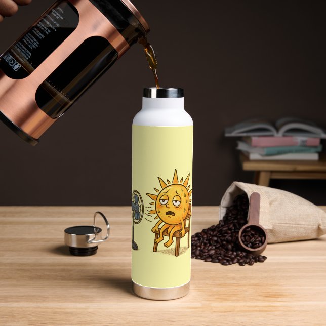 Botella De Agua El sol en una pausa caliente (Café (girado))