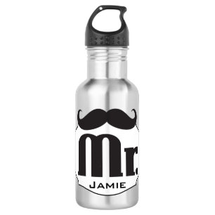 Botella De Agua El Sr. Mustache de Lil' Man Acero inoxidable