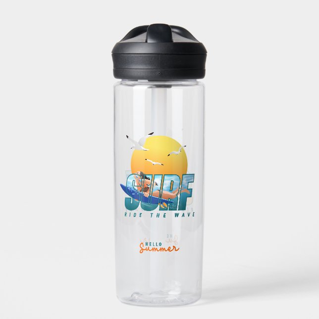 Botella De Agua El surfista cabalga la ola | (F) (Delante)