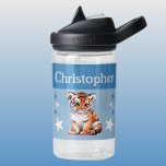 Botella De Agua El tigre lindo agrega nombre con estrellas niños a<br><div class="desc">Botella de agua CamelBak Eddy® para niños. Personaliza con un nombre. Esta botella de agua tiene un tigre lindo con estrellas en los colores azul y blanco.</div>