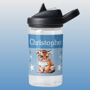 Botella De Agua El tigre lindo agrega nombre con estrellas niños a