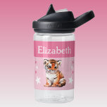 Botella De Agua El tigre lindo agrega nombre con estrellas niños r<br><div class="desc">Botella de agua CamelBak Eddy® para niños. Personaliza con un nombre. Esta botella de agua tiene un tigre lindo con estrellas en los colores rosa y blanco.</div>