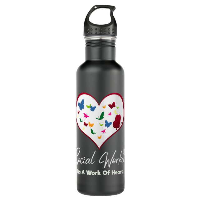 Botella De Agua El Trabajador Social Es Un Trabajo De Mariposa Car (Anverso)