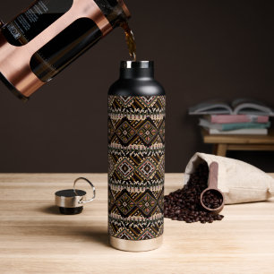 Botella De Agua El trapo negro y marrón oscuro inspirado