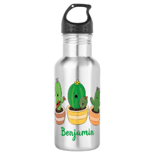 Botella De Agua El trío de cactus lindo canto ilustracion personal