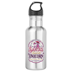 Botella De Agua El Unicornio Favorito de Santa Claus