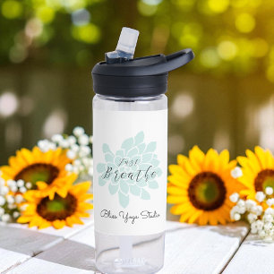 Botella De Agua El Yoga Verde Respira la Flora Blanca