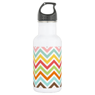 Botella De Agua El zigzag colorido de Chevron raya el modelo