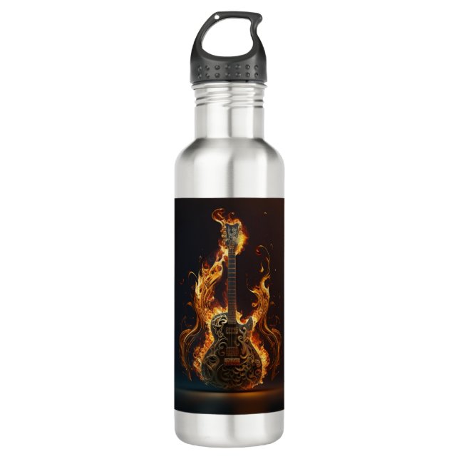 Botella De Agua Electric guitar on fire                            (Anverso)