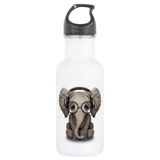 Botella De Agua Elefante adaptable DJ del bebé con los auriculares (Anverso)