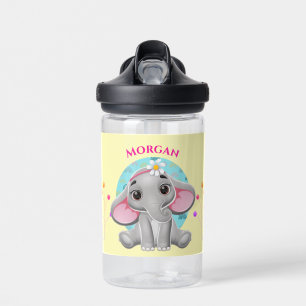 Botella De Agua Elefante bebé lindo, nombre del niño