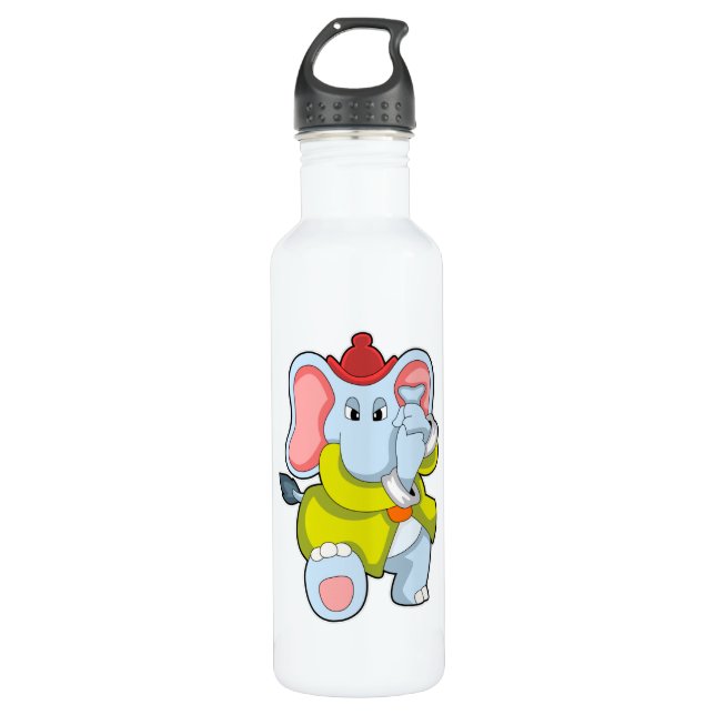 Botella De Agua Elefante como bombero con protectores (Anverso)